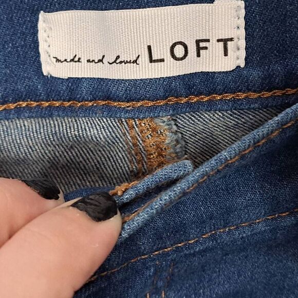 LOFT Chewed Hem Slim Pocket Skinny Crop Jeans in Botanic Blue Wash size 29/8 - Picture 7 of 11